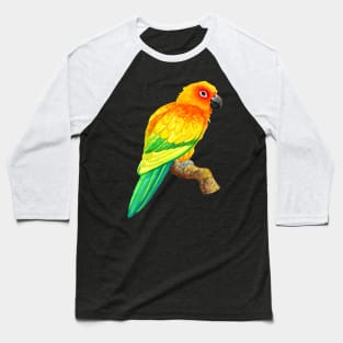 Sun Conure Parrot Watercolor Baseball T-Shirt